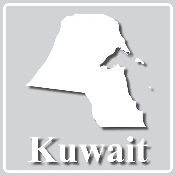 Ikon abu-abu dengan siluet putih dari peta Kuwait - Stok Vektor
