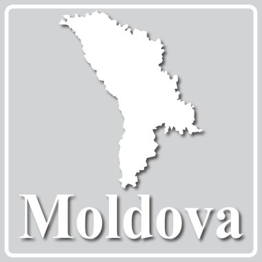 Moldova haritasının beyaz siluetine sahip gri simge