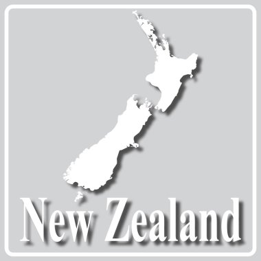 Yeni Zelanda haritasının beyaz siluetine sahip gri simge