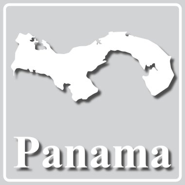 Panama haritasının beyaz silüetine sahip gri simge