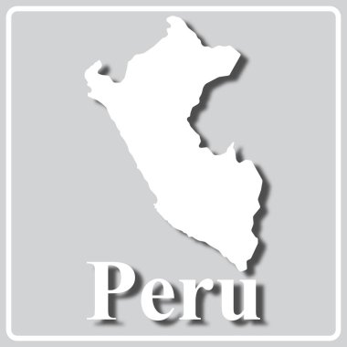 Peru haritasının beyaz siluetine sahip gri simge