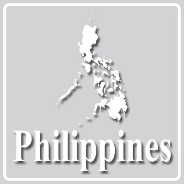 Filipinler haritasının beyaz silüetine sahip gri simge