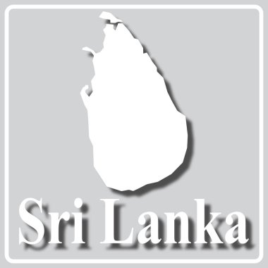 Sri Lanka haritasının beyaz silüetine sahip gri simge