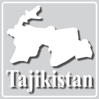Tacikistan haritasının beyaz siluetine sahip gri simge