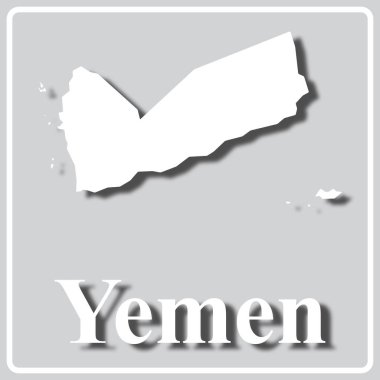 Beyaz silueti olan gri simge Yemen haritası