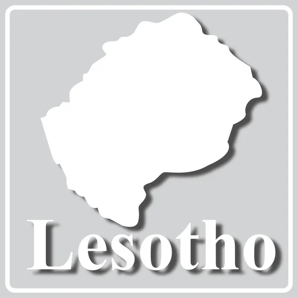 Icono gris con silueta blanca de un mapa Lesotho — Vector de stock