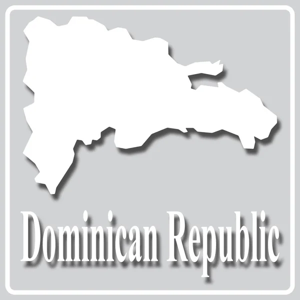 Icono gris con silueta blanca de un mapa República Dominicana — Archivo Imágenes Vectoriales