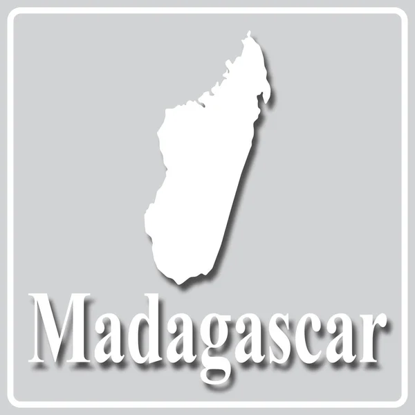 Icono gris con silueta blanca de un mapa Madagascar — Vector de stock