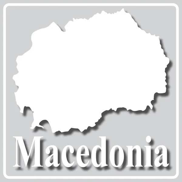 Graues Symbol mit weißer Silhouette einer Landkarte Mazedonien — Stockvektor