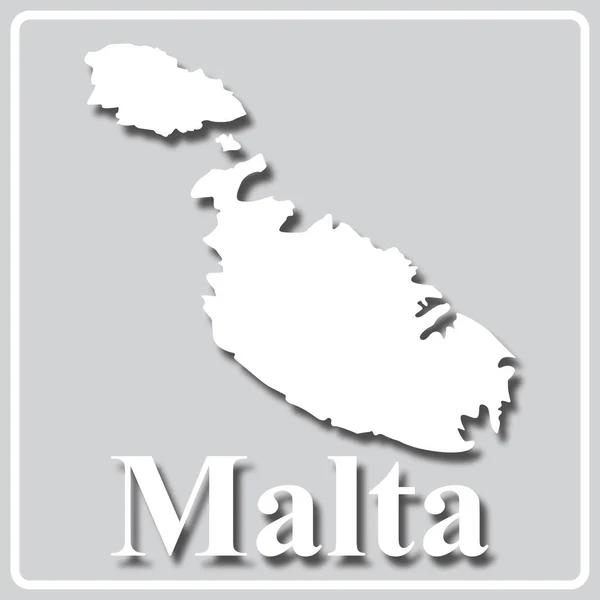 地図の白いシルエットのグレーのアイコンマルタ — ストックベクタ