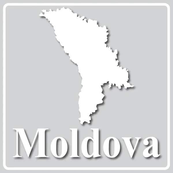Иконка серого цвета с белым силуэтом карты Молдова — стоковый вектор