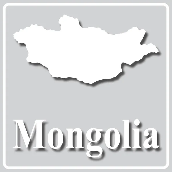 Graues Symbol mit weißer Silhouette einer Karte der Mongolei — Stockvektor