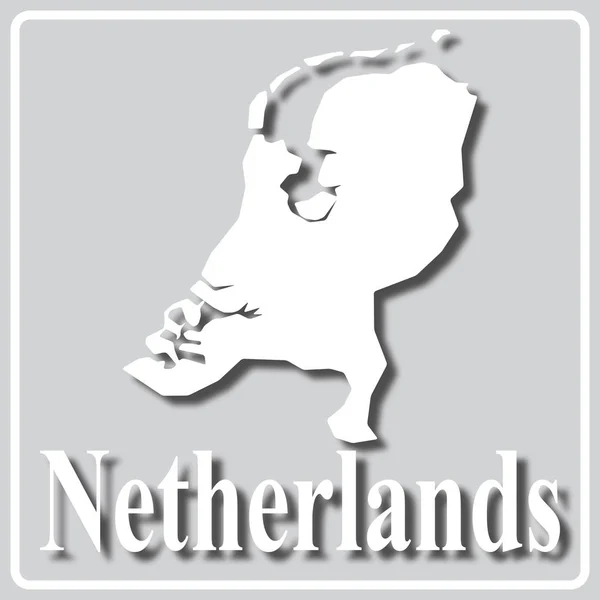 Grijs pictogram met wit silhouet van een kaart Nederland — Stockvector