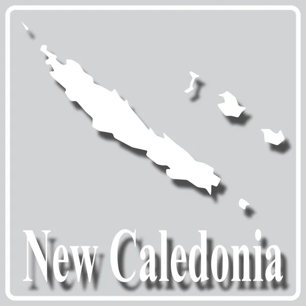 Gray icon with white silhouette of a map New Caledonia — 스톡 벡터