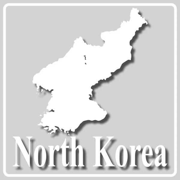Icono gris con silueta blanca de un mapa Corea del Norte — Vector de stock