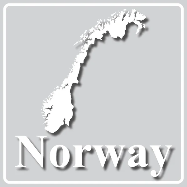 Gray icon with white silhouette of a map Norway — Stock Vector