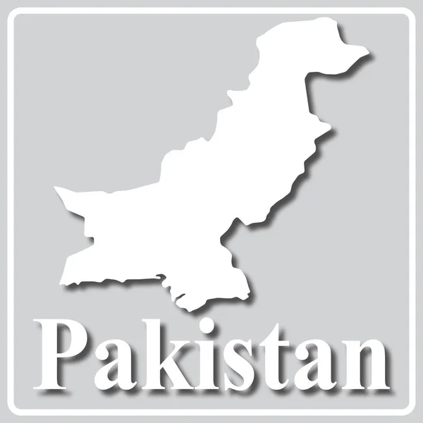 Grå ikon med vit siluett av en karta Pakistan — Stock vektor