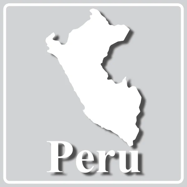 Graues Symbol mit weißer Silhouette einer Karte Peru — Stockvektor