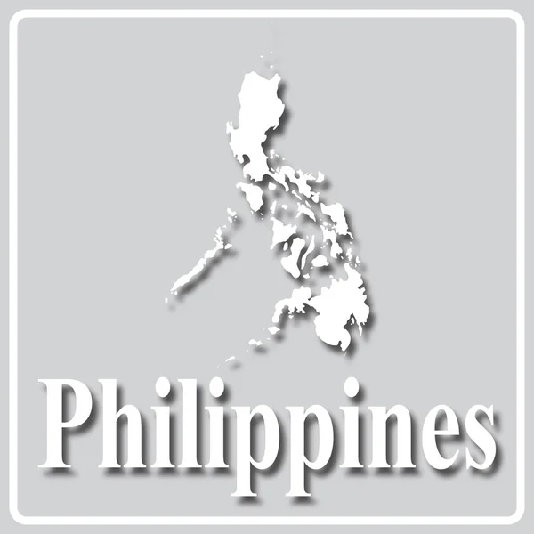 Icône grise avec silhouette blanche d'une carte Philippines — Image vectorielle