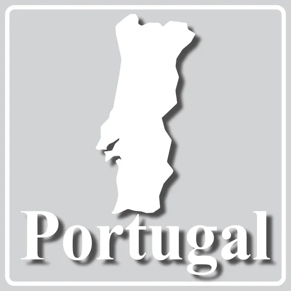 Icono gris con silueta blanca de un mapa Portugal — Vector de stock