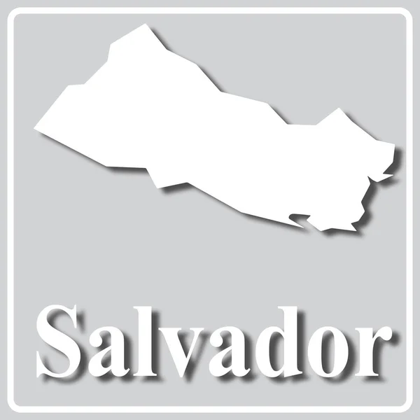 Icono gris con silueta blanca de un mapa Salvador — Archivo Imágenes Vectoriales