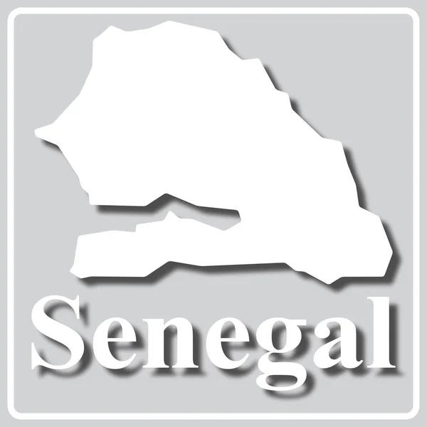 Ikon abu-abu dengan siluet putih dari peta Senegal - Stok Vektor
