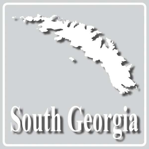 Grijs pictogram met wit silhouet van een kaart South Georgia — Stockvector