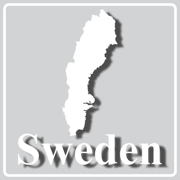 Gray icon with white silhouette of a map Sweden — Stock Vector