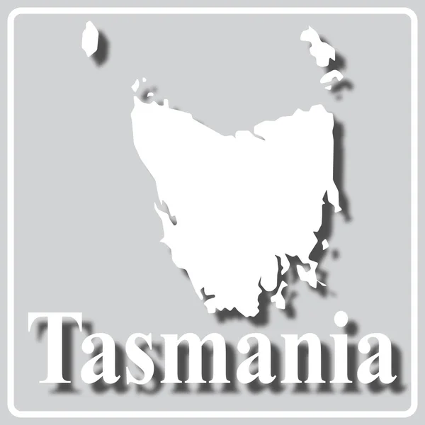 Icono gris con silueta blanca de un mapa Tasmania — Vector de stock