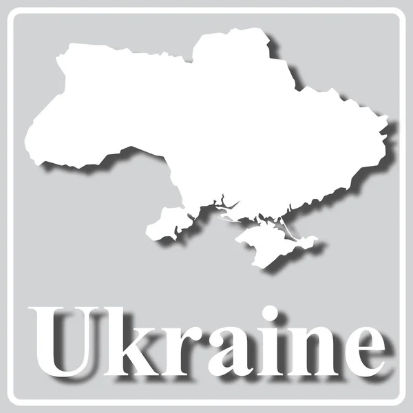 Icono gris con silueta blanca de un mapa Ucrania — Vector de stock