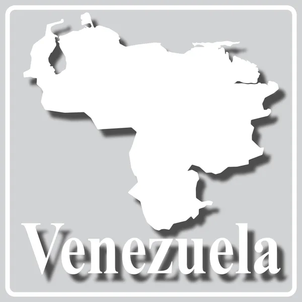 Szara ikona z białą sylwetką mapy Wenezuela — Wektor stockowy