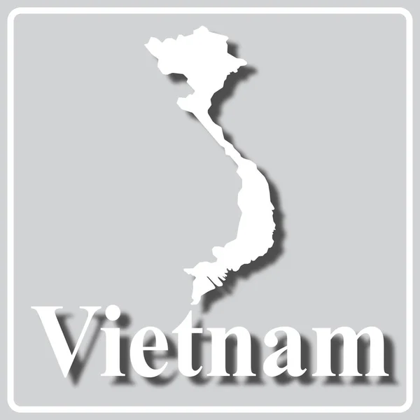 Icône grise avec silhouette blanche d'une carte Vietnam — Image vectorielle