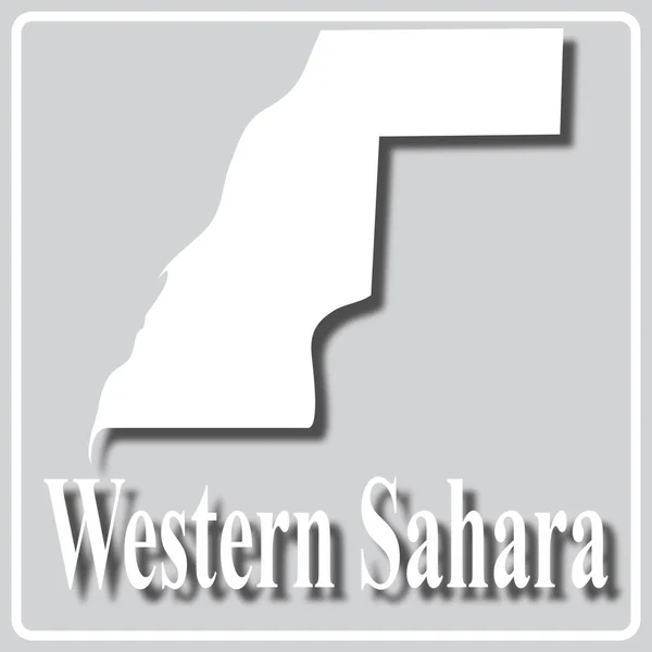 Grijs pictogram met wit silhouet van een kaart Westelijke Sahara — Stockvector