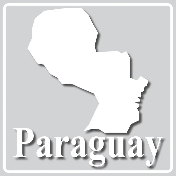 Icono gris con silueta blanca de un mapa Paraguay — Archivo Imágenes Vectoriales