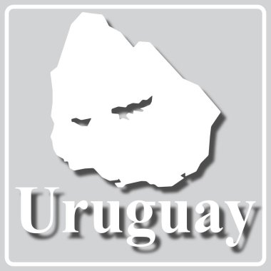 Uruguay haritasının beyaz silüetine sahip gri simge