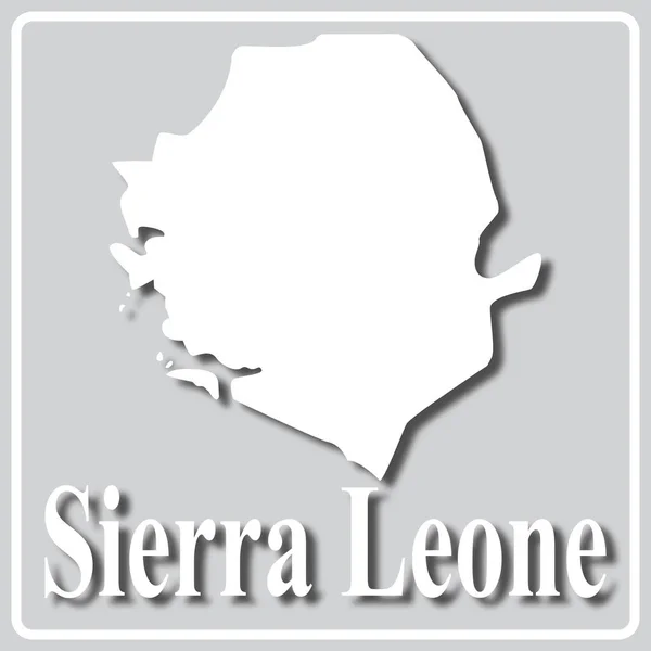Grijs pictogram met wit silhouet van een kaart Sierra Leone — Stockvector