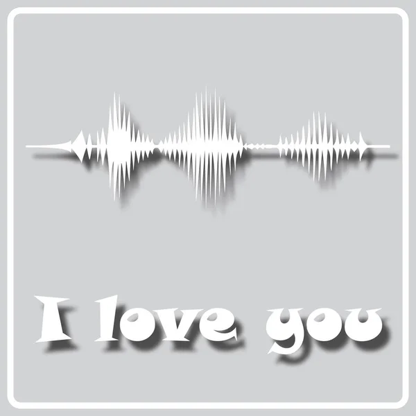 Gray icon with the sound wave I love you — Stock Vector