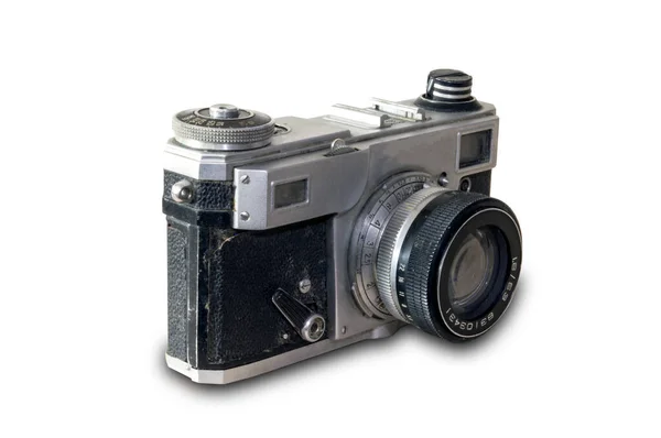 Film Old Shabby Camera White Background — Stock Photo, Image