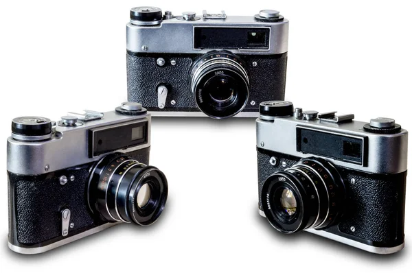 Old Film Cameras White Background — Stock Photo, Image