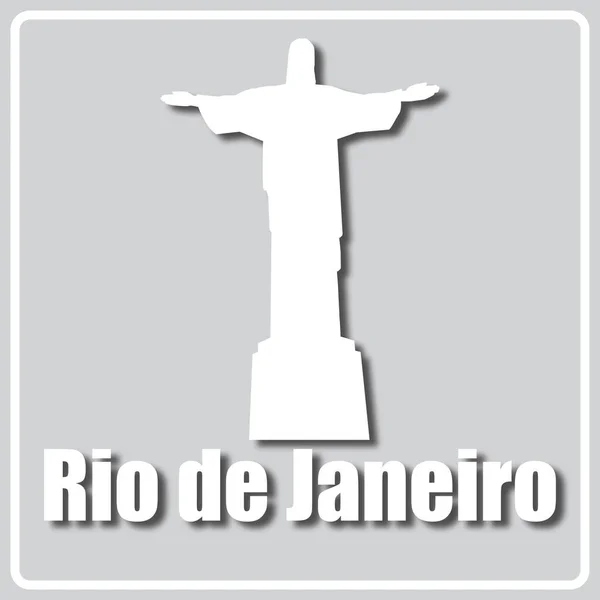 Icône Grise Avec Des Points Repère Lumineux Inscription Rio Janeiro — Image vectorielle