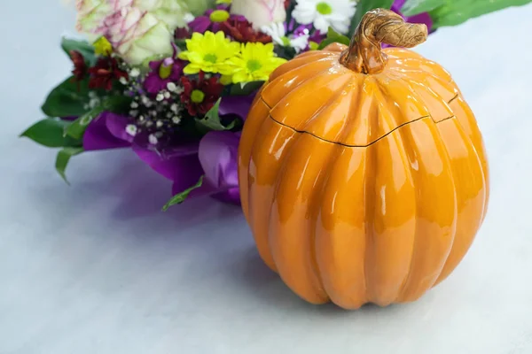 Clay Pot in the shape of a Pumpkin — Stock Photo, Image