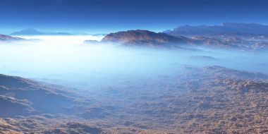 Titan, Satürn'ün en büyük ay bir atmosfere sahip. Titan yüzey manzara. 3D