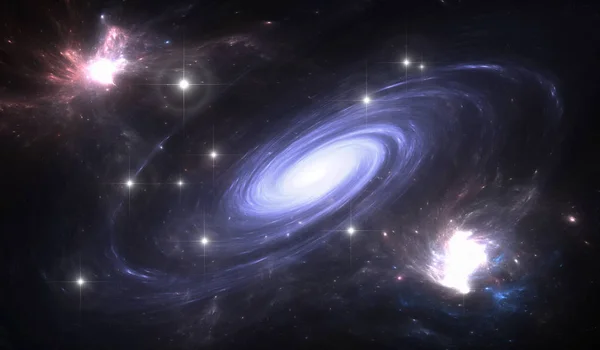La galaxie spatiale. Fond spatial avec galaxie bleue et étoiles — Photo