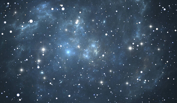 Giant glowing nebula. Space background with blue nebula and stars 