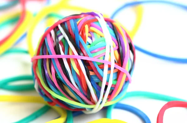 Colorful rubber band ball on white background — Stock Photo, Image