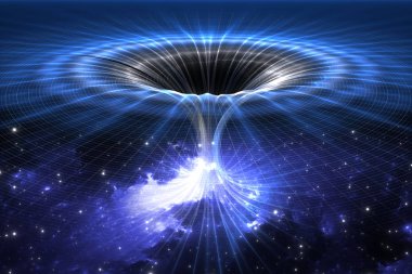 Wormhole or blackhole, funnel-shaped tunnel that can connect one universe with another clipart
