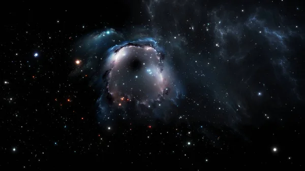Giant glowing nebula. Space background with blue nebula and stars — Stock Photo, Image