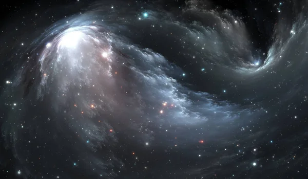 Γίγαντα λαμπερό Νεφέλωμα. Χώρος φόντο με μπλε νεφέλωμα και αστέρια — Φωτογραφία Αρχείου