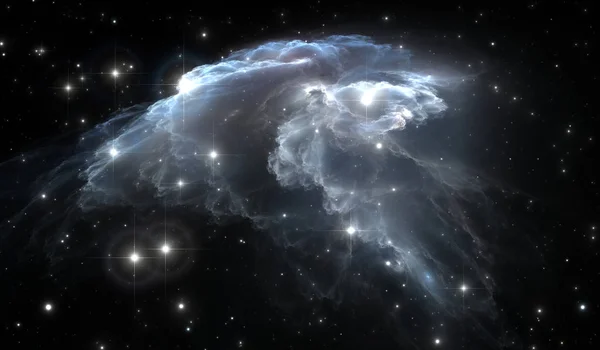 Nebulosa incandescente gigante. Sfondo spaziale con nebulosa blu e stelle — Foto Stock