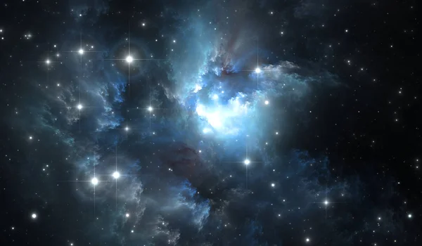 Giant glowing nebula. Space background with blue nebula and stars — Stock Photo, Image